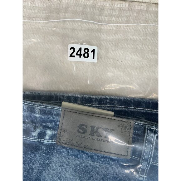 Sky Premium Women's Size 13 Blue Bootcut embellished Angel Wings Skull Jeans - Picture 12 of 12